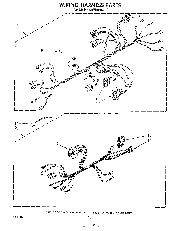 WIRING HARNESS , LITERATURE AND OPTIONAL Diagram and Parts List for MW8100XR0  Whirlpool Microwave