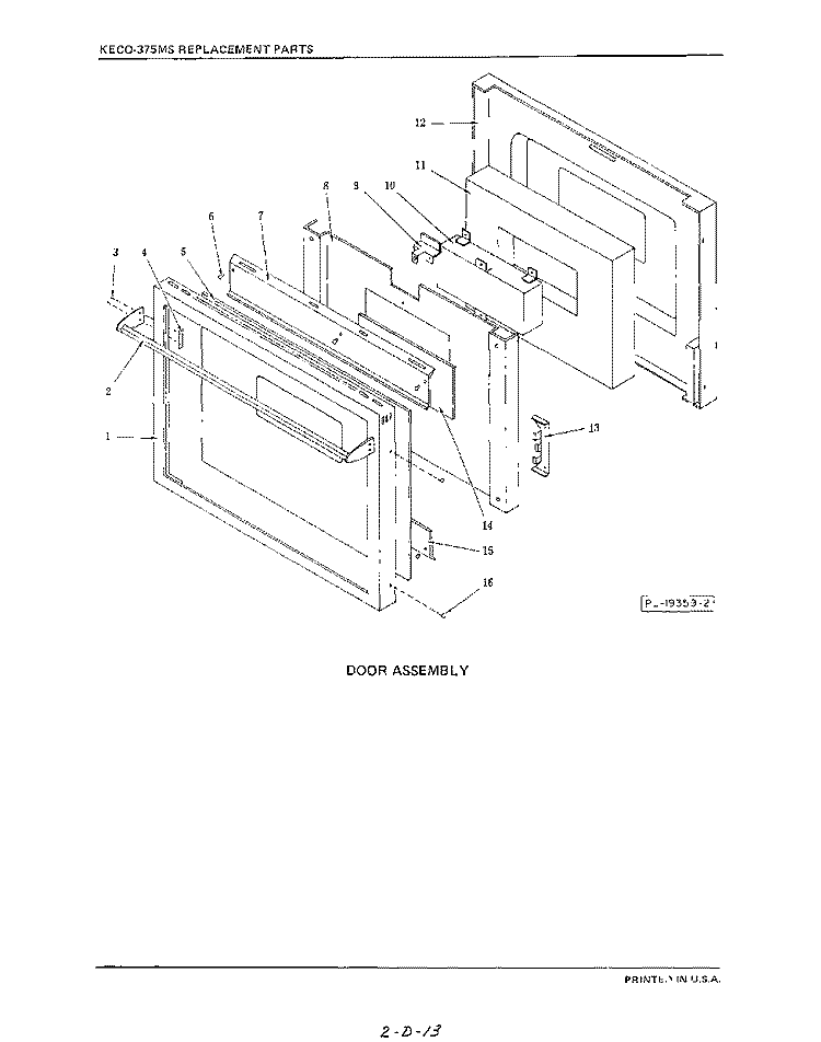 DOOR Diagram and Parts List for KECO375MS  KitchenAid Wall Oven