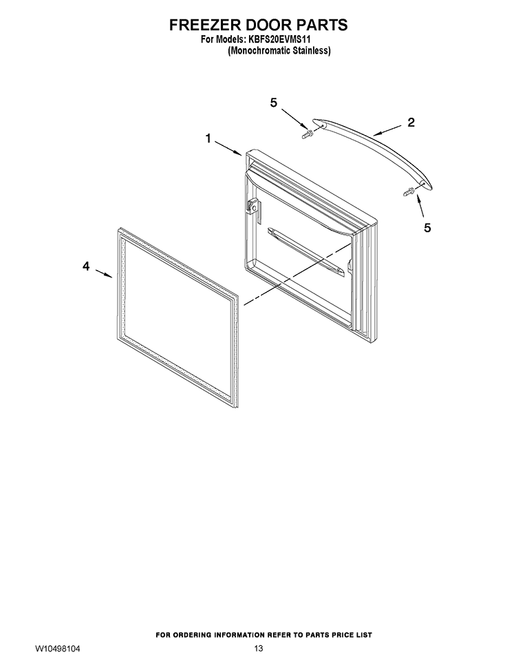 FREEZER DOOR PARTS Diagram and Parts List for KBFS20EVMS11  KitchenAid Refrigerator