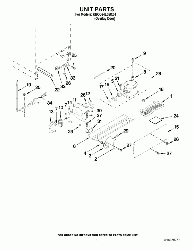 UNIT PARTS Diagram and Parts List for KBCO24LSBX04  KitchenAid Wine and Beverage Cooler
