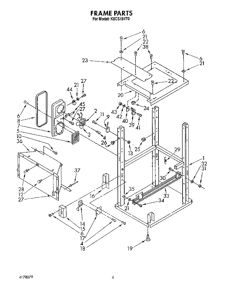FRAME Diagram and Parts List for KUCS181T0  KitchenAid Trash Compactor