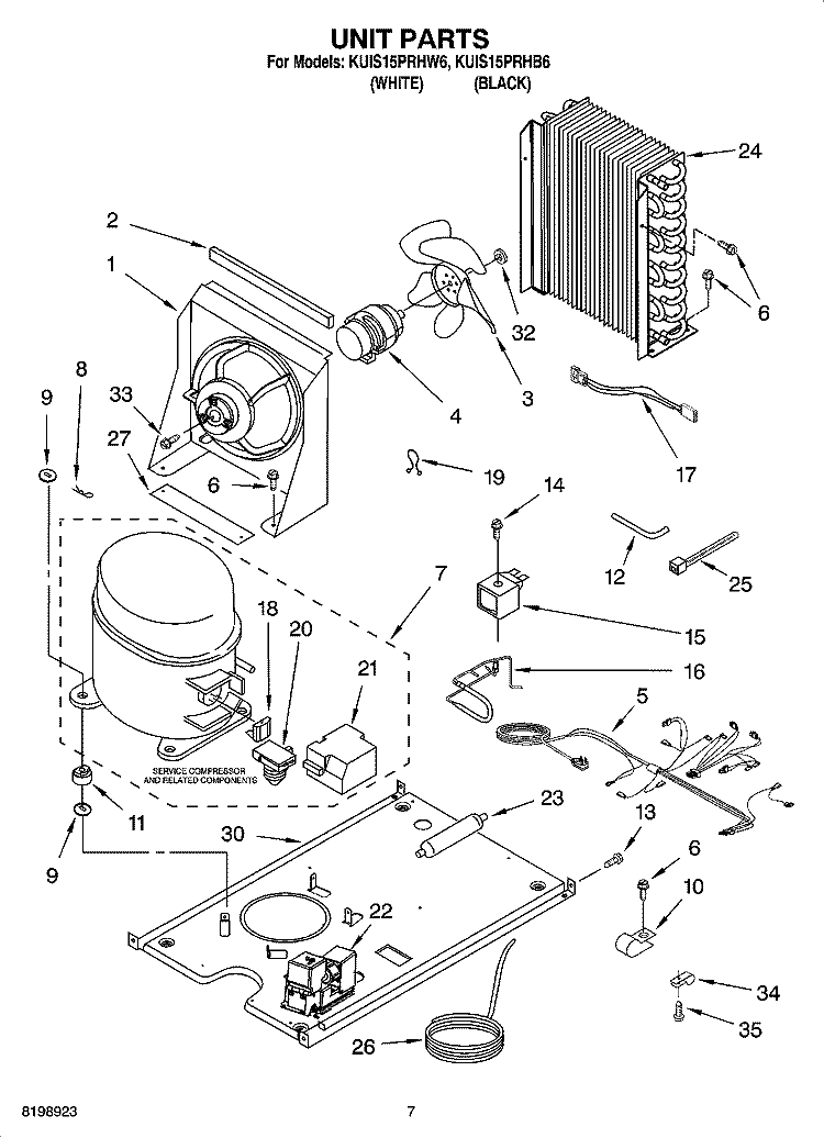 UNIT PARTS Diagram and Parts List for KUIS15PRHW6  KitchenAid Ice Maker