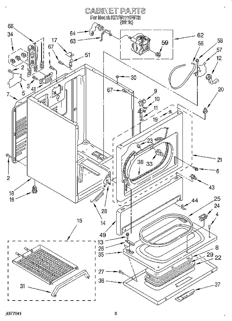 SECTION Diagram and Parts List for KEYW777BWH2  KitchenAid Dryer