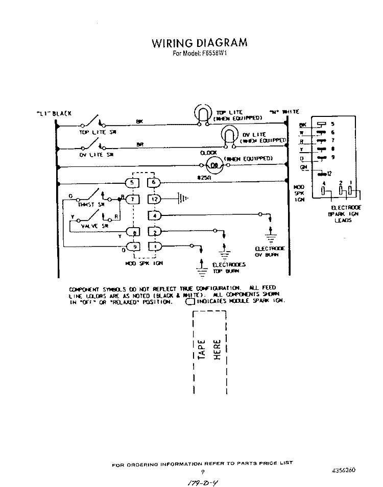 WIRING DIAGRAM Diagram and Parts List for F6558^1  Whirlpool Range