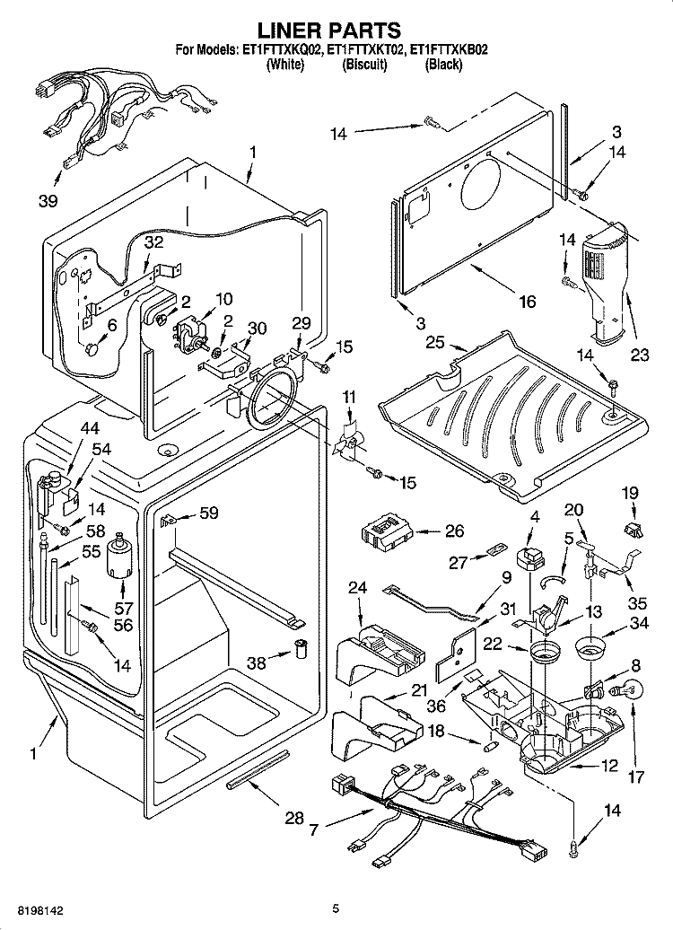 LINER PARTS Diagram and Parts List for ET1FTTXKQ02  Whirlpool Refrigerator