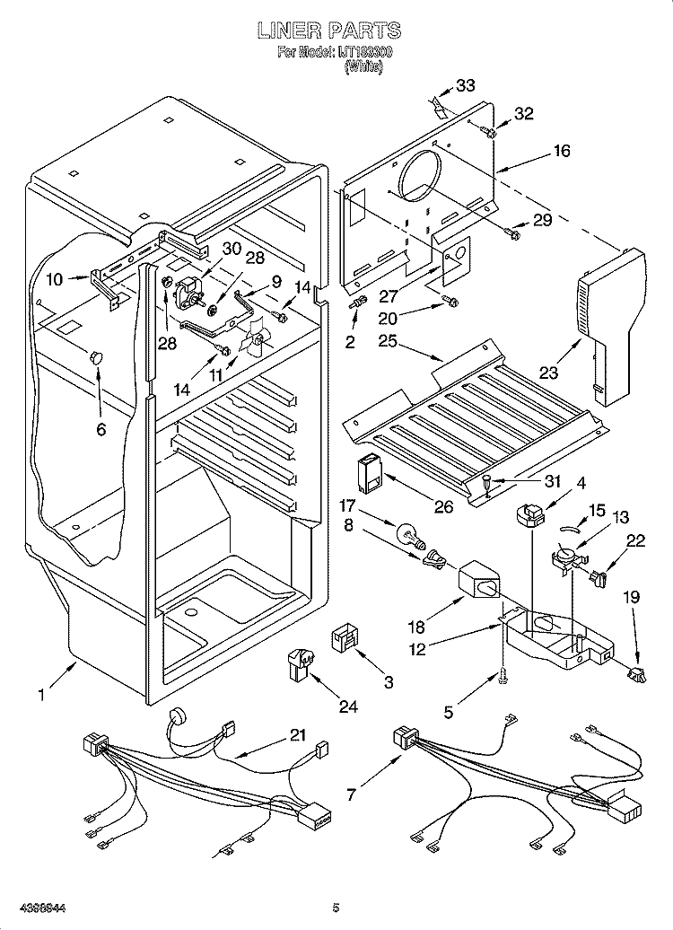LINER PARTS Diagram and Parts List for IJT183300  Inglis Refrigerator