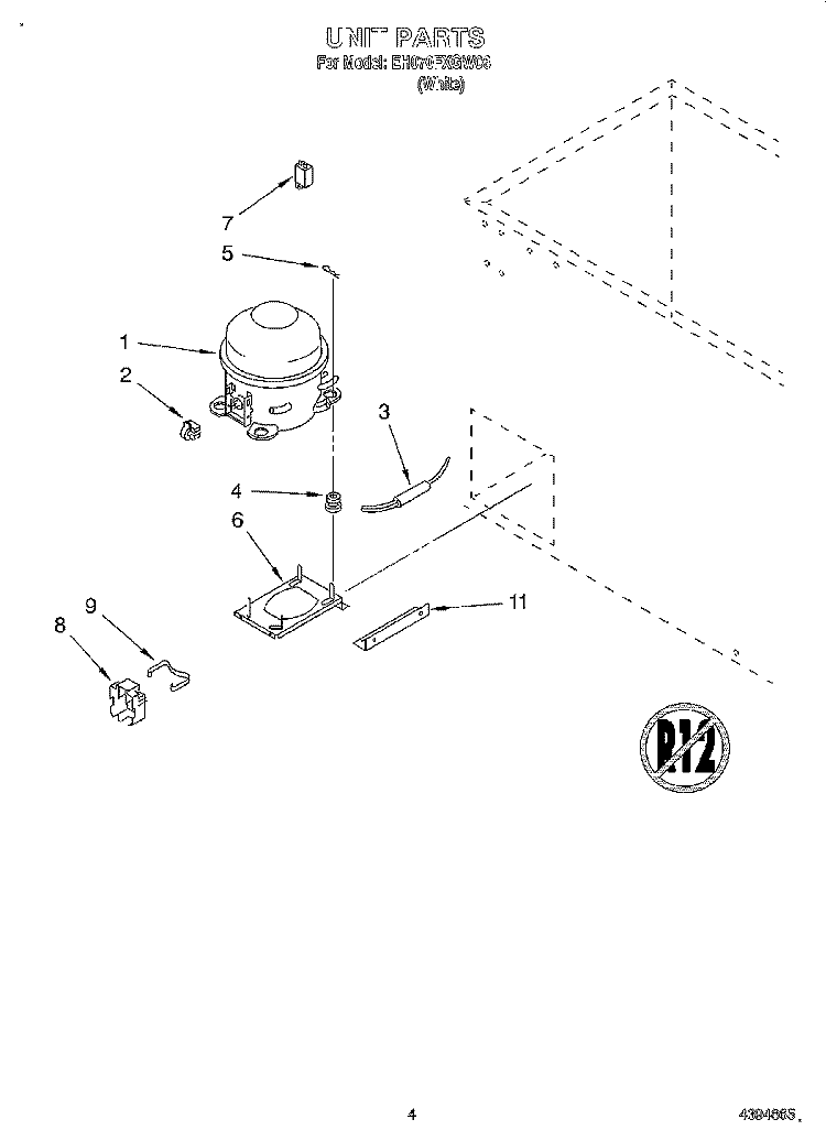 SECTION Diagram and Parts List for EH070FXGW06  Whirlpool Freezer
