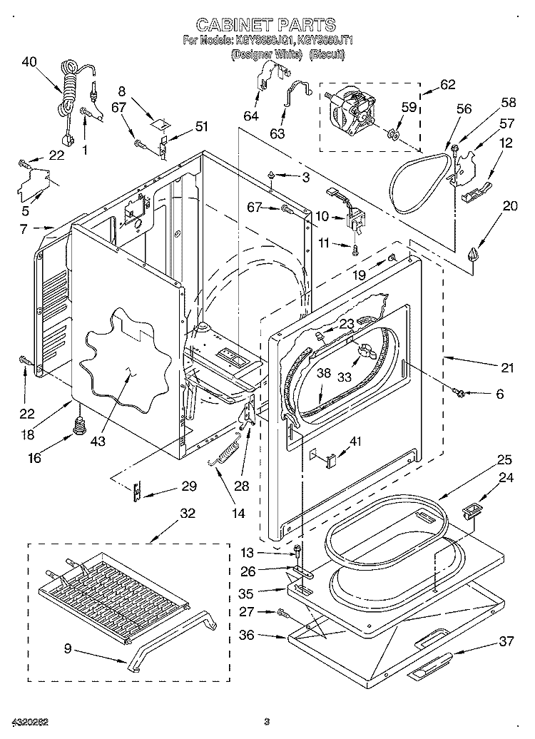 CABINET Diagram and Parts List for KGYS850JT1  KitchenAid Dryer