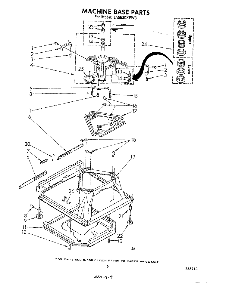 MACHINE BASE Diagram and Parts List for LA5530XPW3  Whirlpool Washer
