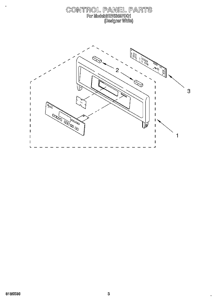 CONTROL PANEL Diagram and Parts List for 8RBS245PDQ1  Whirlpool Wall Oven