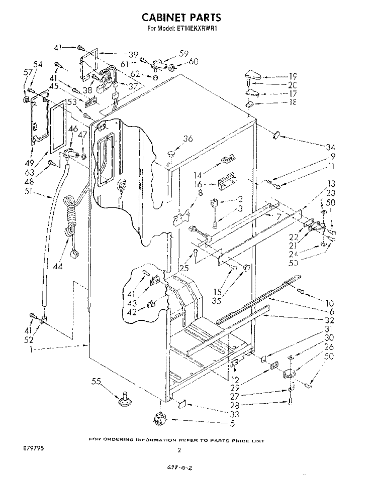 CABINET Diagram and Parts List for ET14EKXRWR1  Whirlpool Refrigerator
