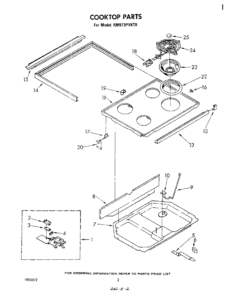 COOKTOP Diagram and Parts List for RM973PXKT0  Whirlpool Microwave Oven Combo