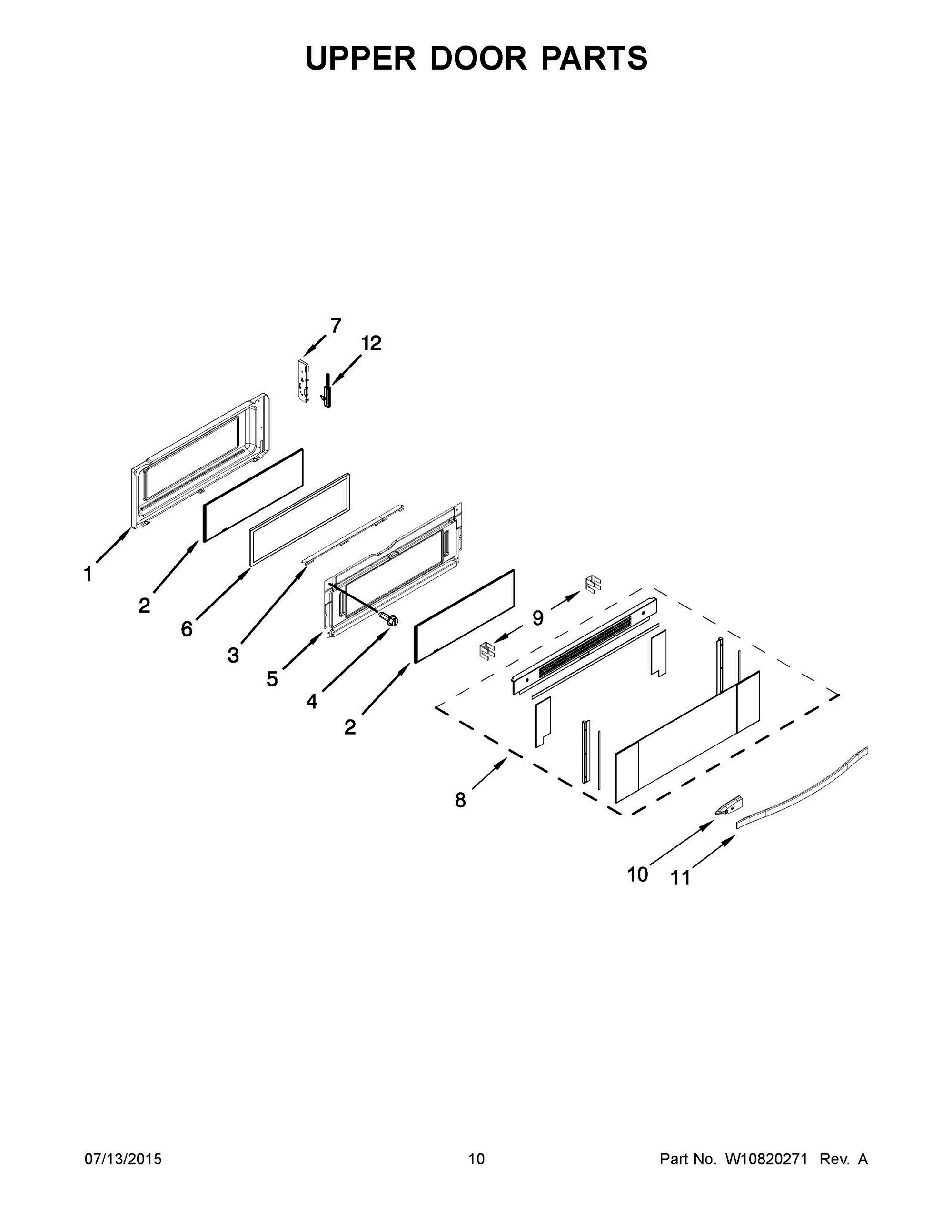 06 - UPPER DOOR PARTS Diagram and Parts List for YWGI925C0BS2  Whirlpool Range
