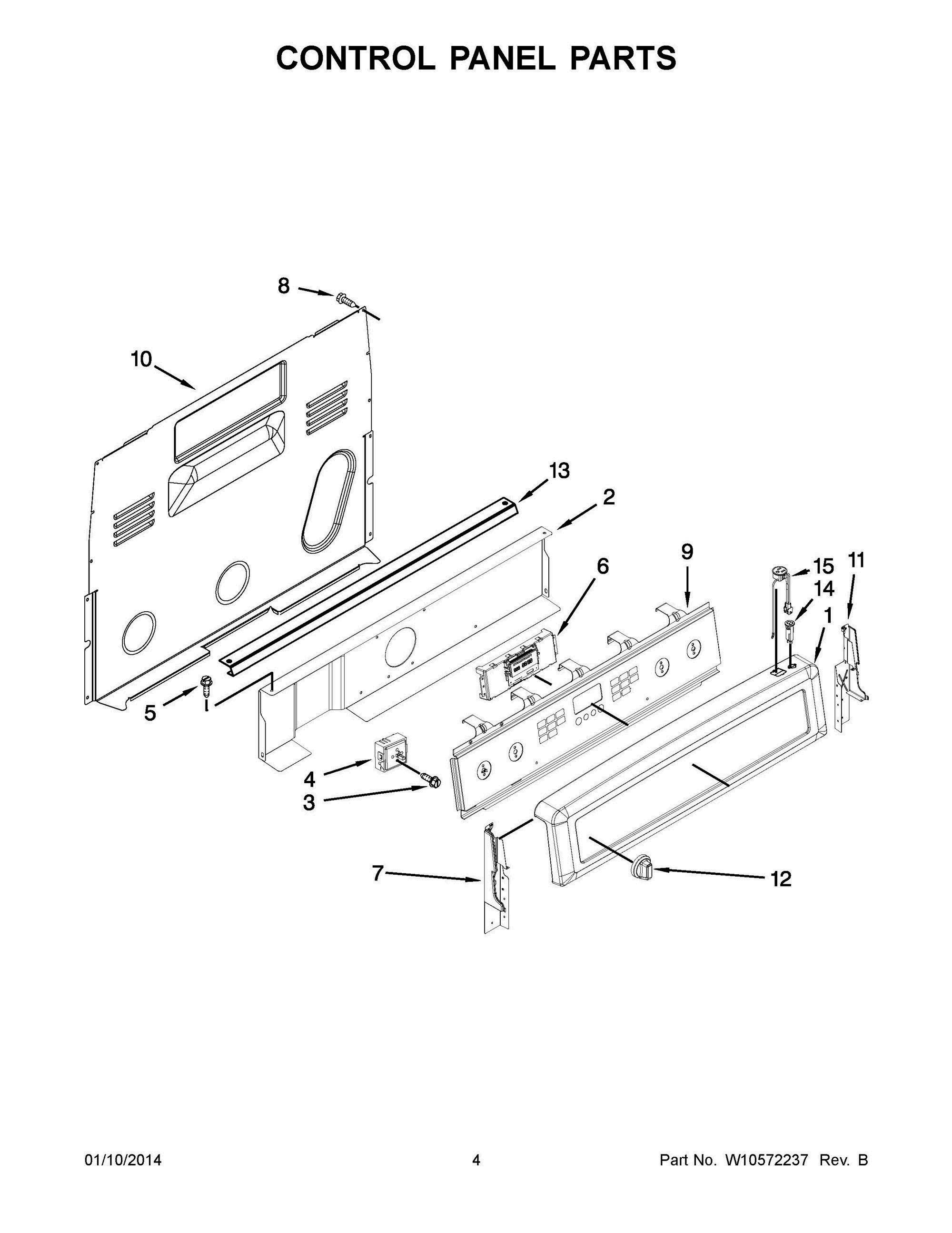03 - CONTROL PANEL PARTS Diagram and Parts List for YMER8880BB0  Whirlpool Range