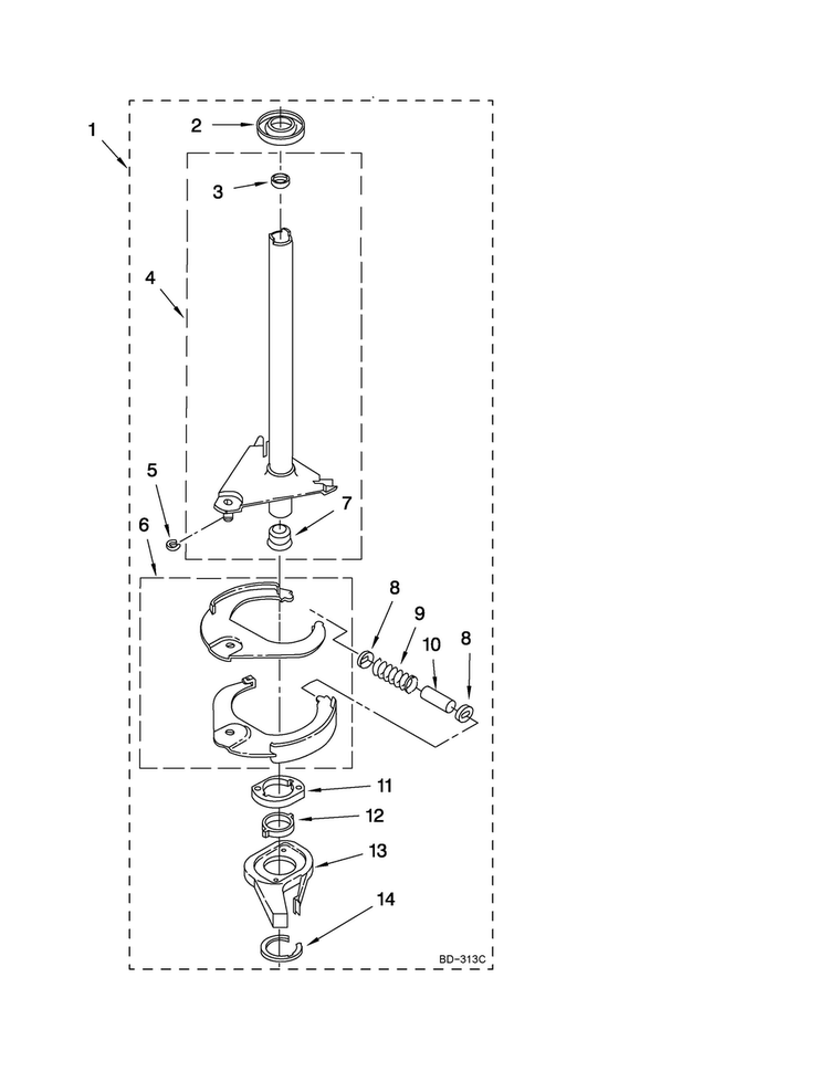Brake And Drive Tube Parts Diagram and Parts List for 11088752798  Kenmore Washer Dryer Combo