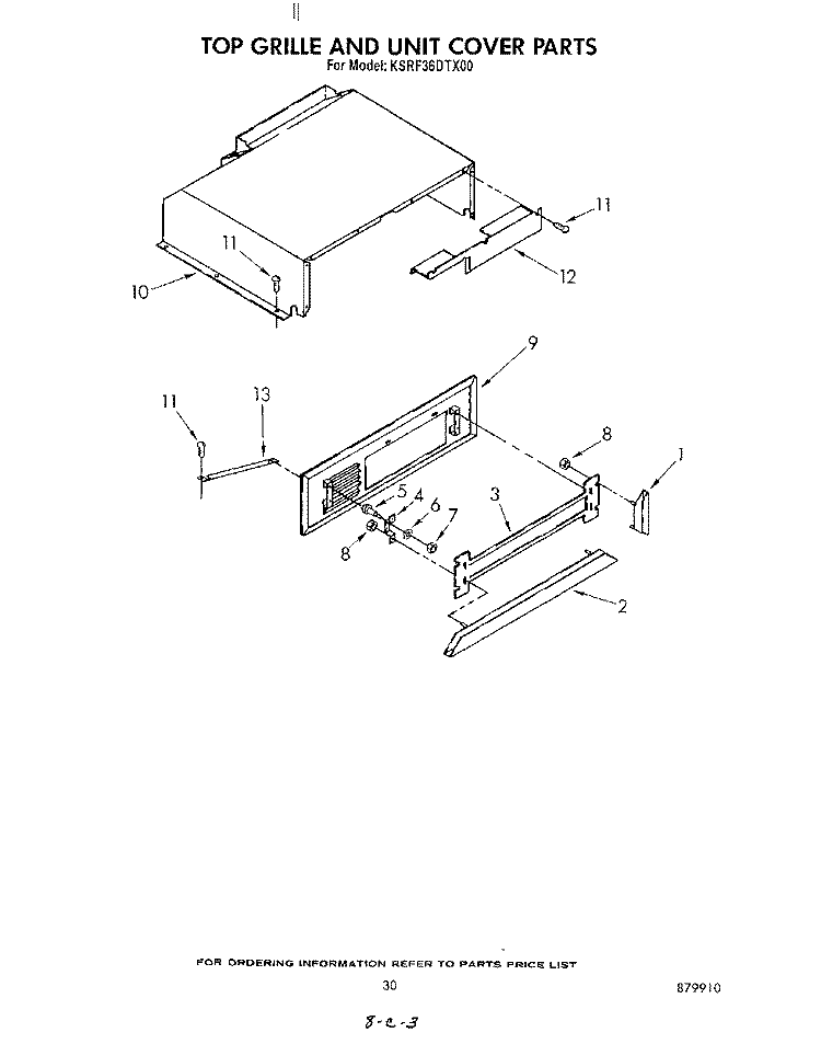 TOP GRILLE AND UNIT COVER Diagram and Parts List for KSRF36DTX00  KitchenAid Refrigerator