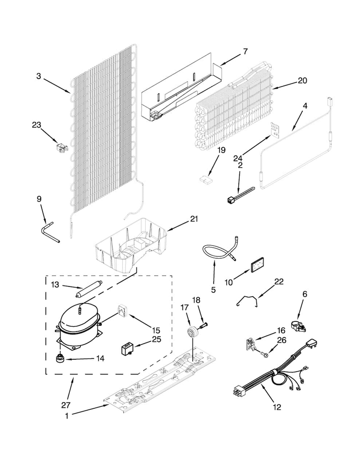 Unit Parts Diagram and Parts List for 10676392410  Kenmore Refrigerator