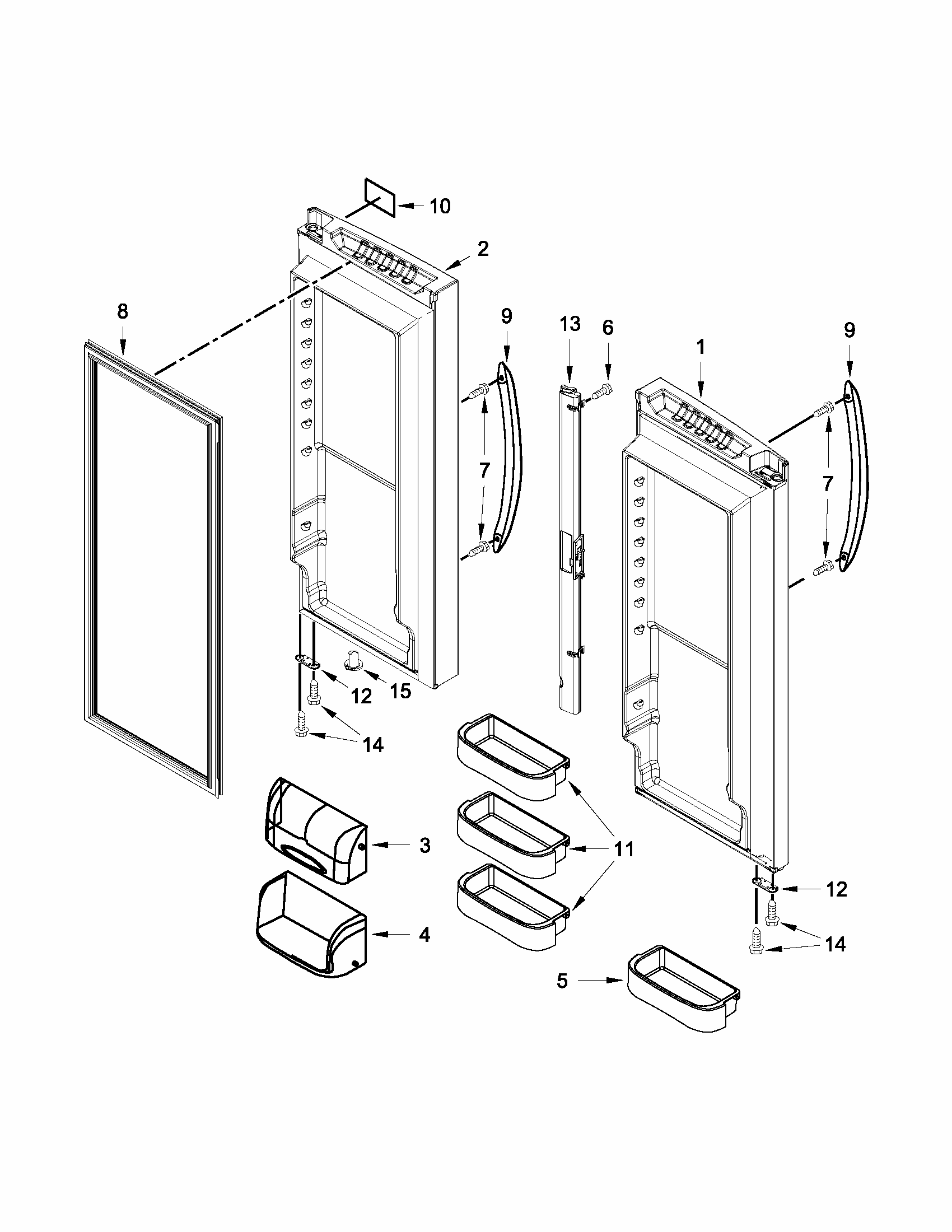 Refrigerator Door Diagram and Parts List for 59672013015  Kenmore Refrigerator