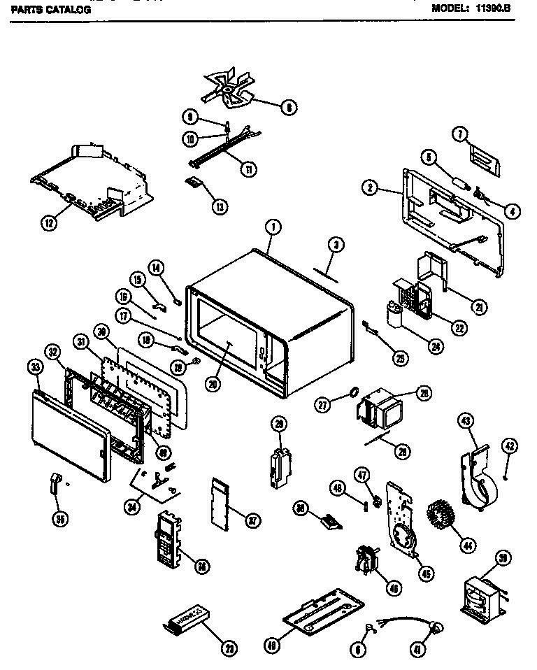 01 - Page 1 Diagram and Parts List for 11390B  Whirlpool Microwave