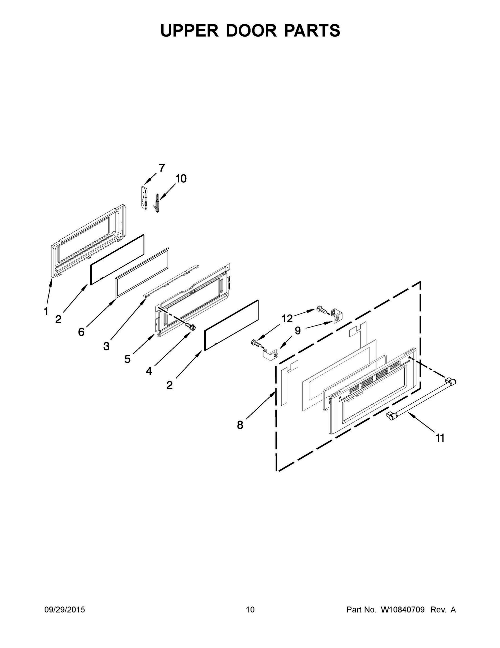 06 - UPPER DOOR PARTS Diagram and Parts List for YMET8820DS02  Whirlpool Range