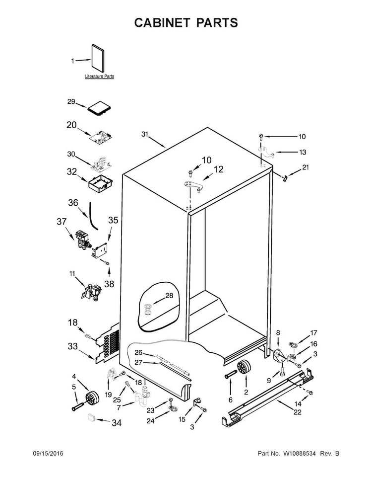 Cabinet Parts Diagram and Parts List for 10651769511  Kenmore Refrigerator