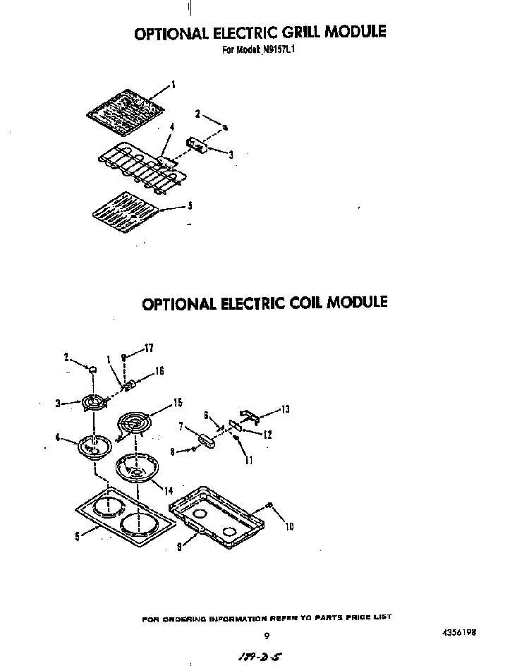 ^electric Grill Diagram and Parts List for N9157*1  Roper Range