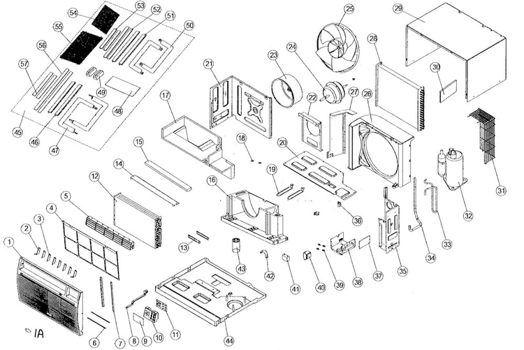 Cabinet Diagram and Parts List for ACU129PV  Whirlpool Air Conditioner