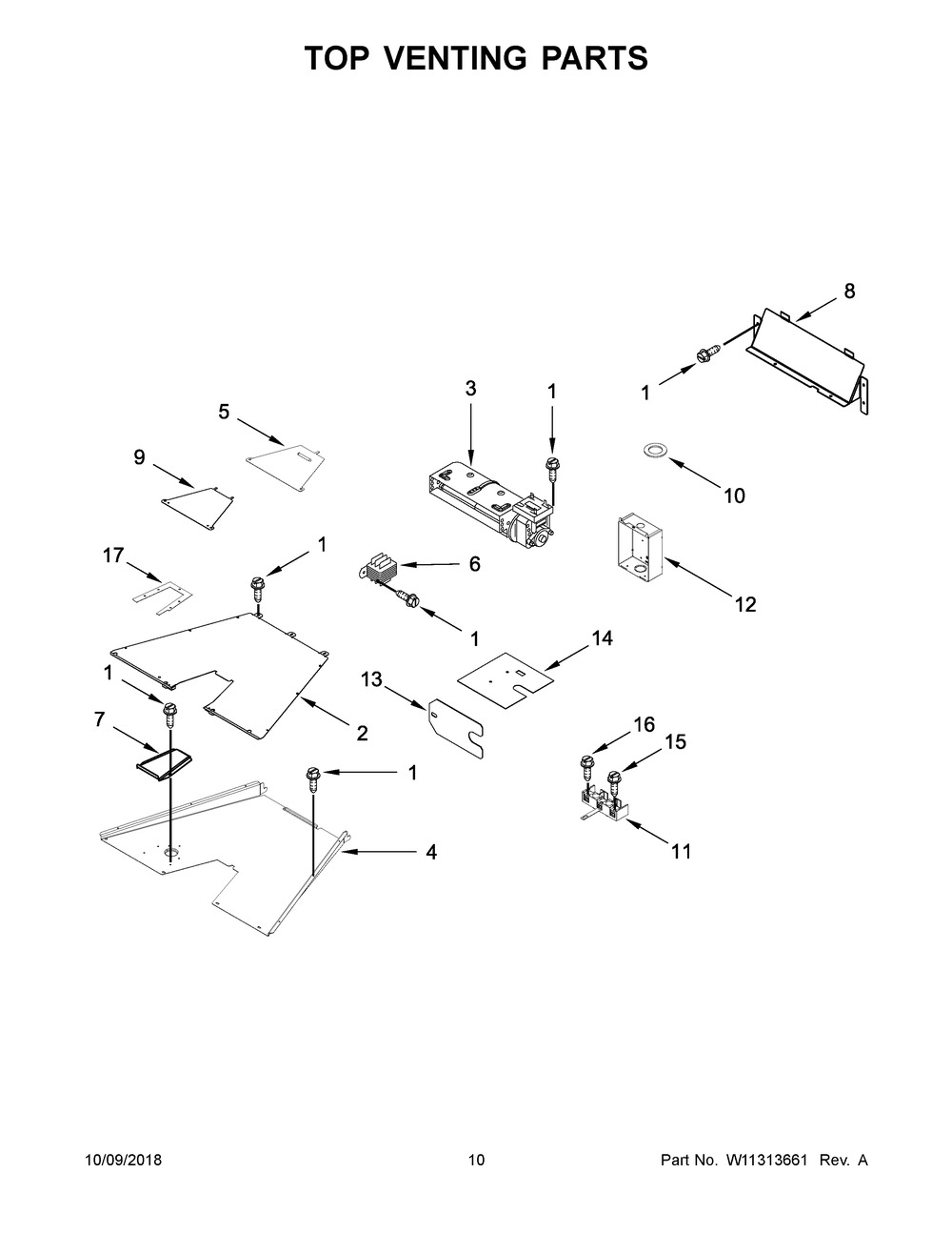 Top Venting Parts Diagram and Parts List for KDRS467VMB00  Whirlpool Range
