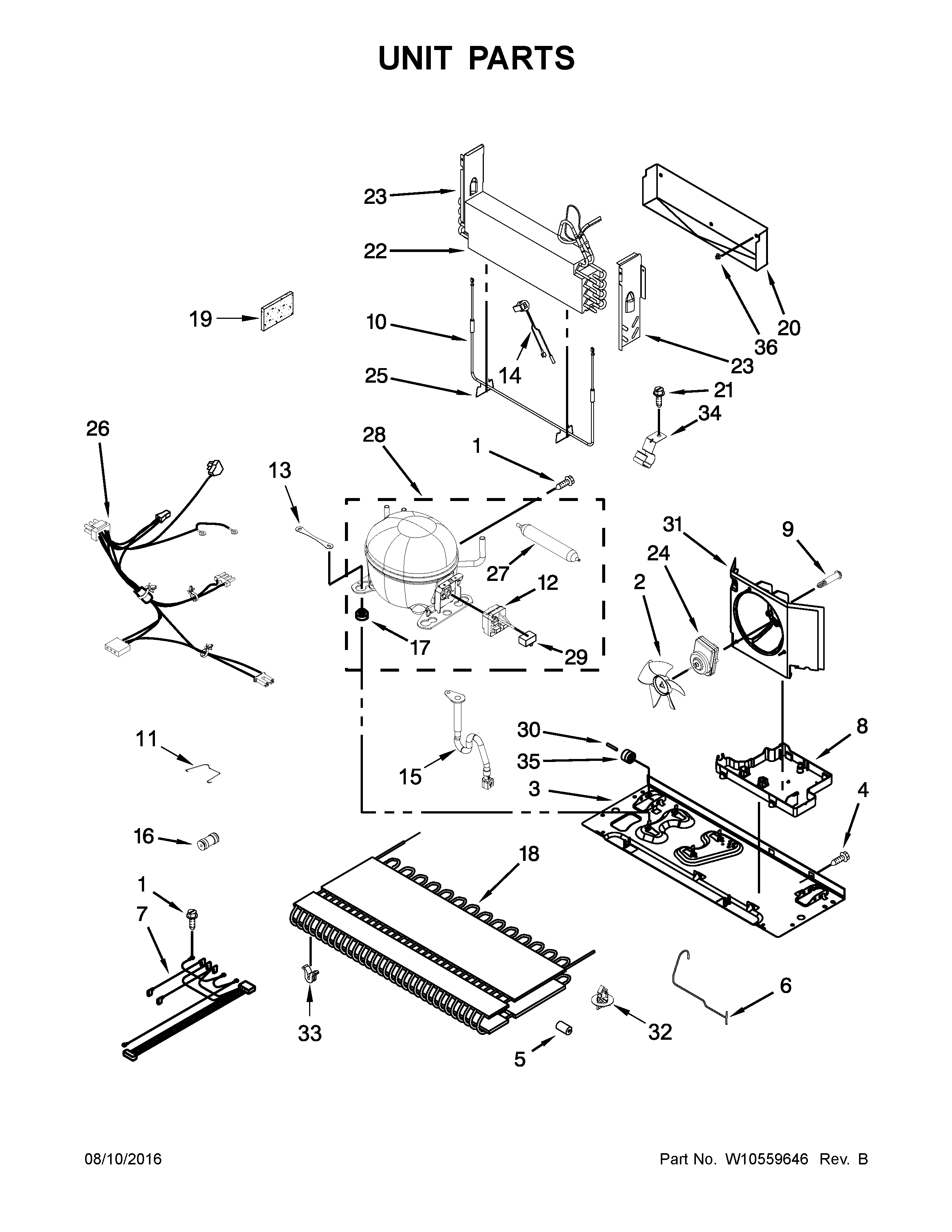 Unit Parts Diagram and Parts List for 59679242017  Kenmore Refrigerator