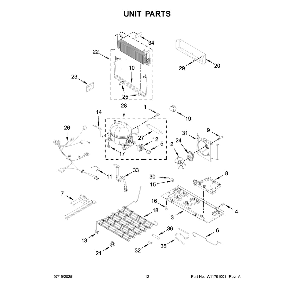 Unit Parts Diagram and Parts List for WRFF5333PZ03  Whirlpool Refrigerator