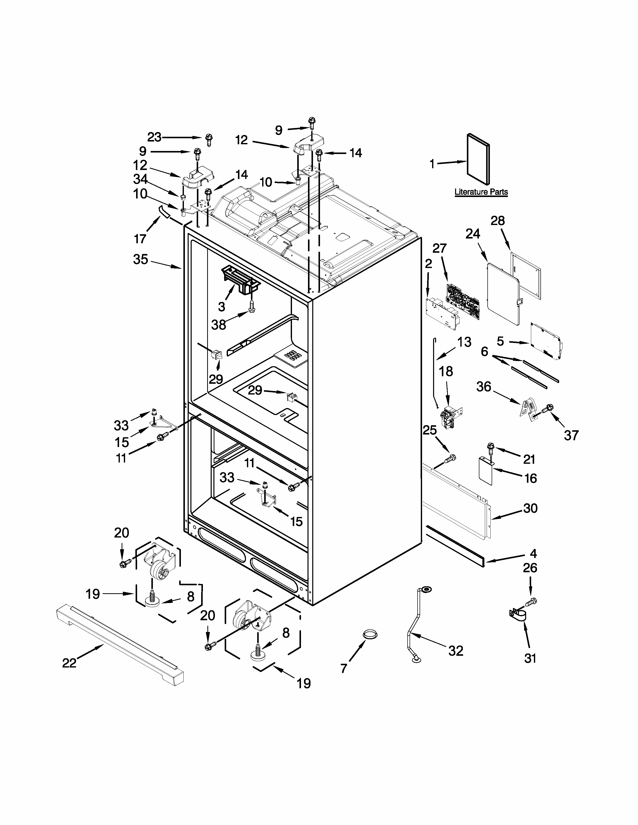 Cabinet Parts Diagram and Parts List for 59672383413  Kenmore Refrigerator