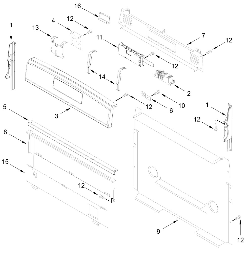 Control Panel Parts Diagram and Parts List for CRGW3484RS0  Whirlpool Range