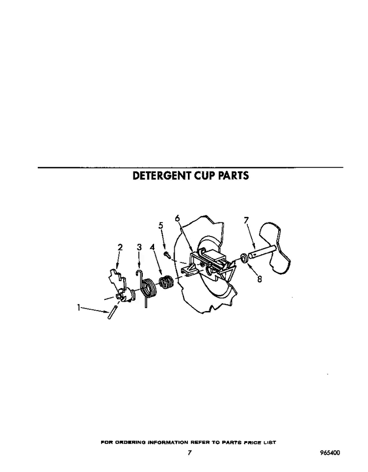 Detergent Cup Diagram and Parts List for 8519L11  Roper Dishwasher