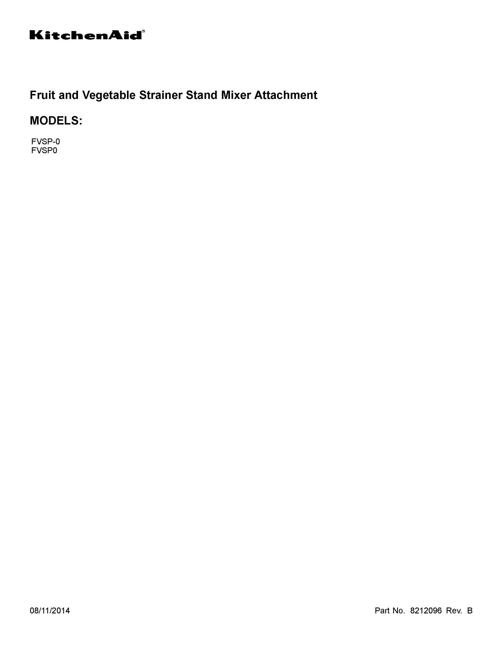 01 - COVER SHEET Diagram and Parts List for FVSP0  Whirlpool Mixer