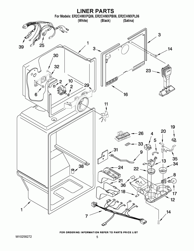 LINER PARTS Diagram and Parts List for ER2CHMXPQ06  Whirlpool Refrigerator