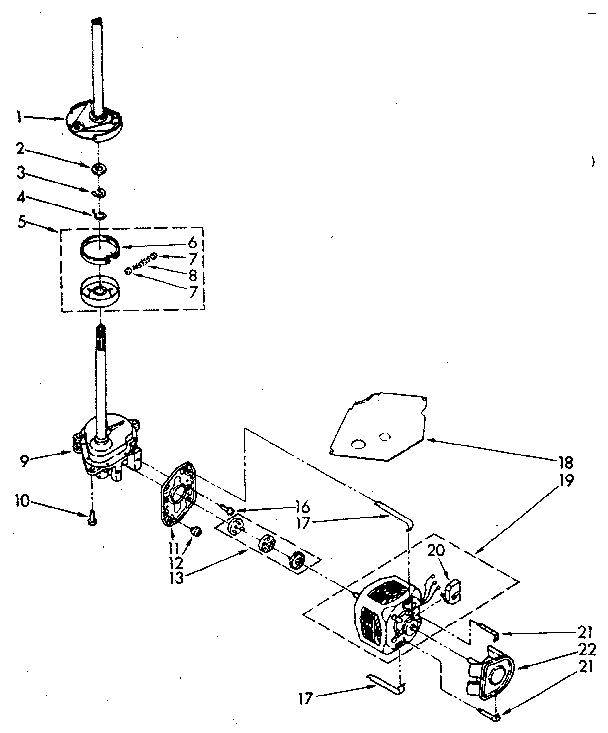 Brake, Clutch, Gearcase, Motor And Pump Diagram and Parts List for LA5300XSN0  Whirlpool Washer