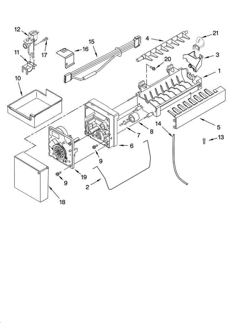 Icemaker Parts, Optional Parts Diagram and Parts List for GX5FHDXTL11  Whirlpool Refrigerator