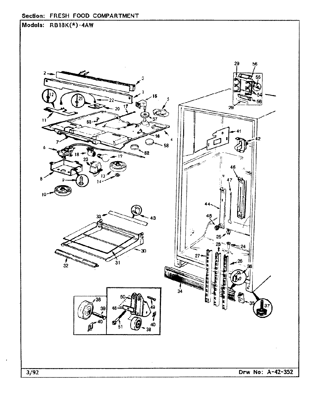 04 - Fresh Food Compartment Diagram and Parts List for RB18KN-4AW  Whirlpool Refrigerator