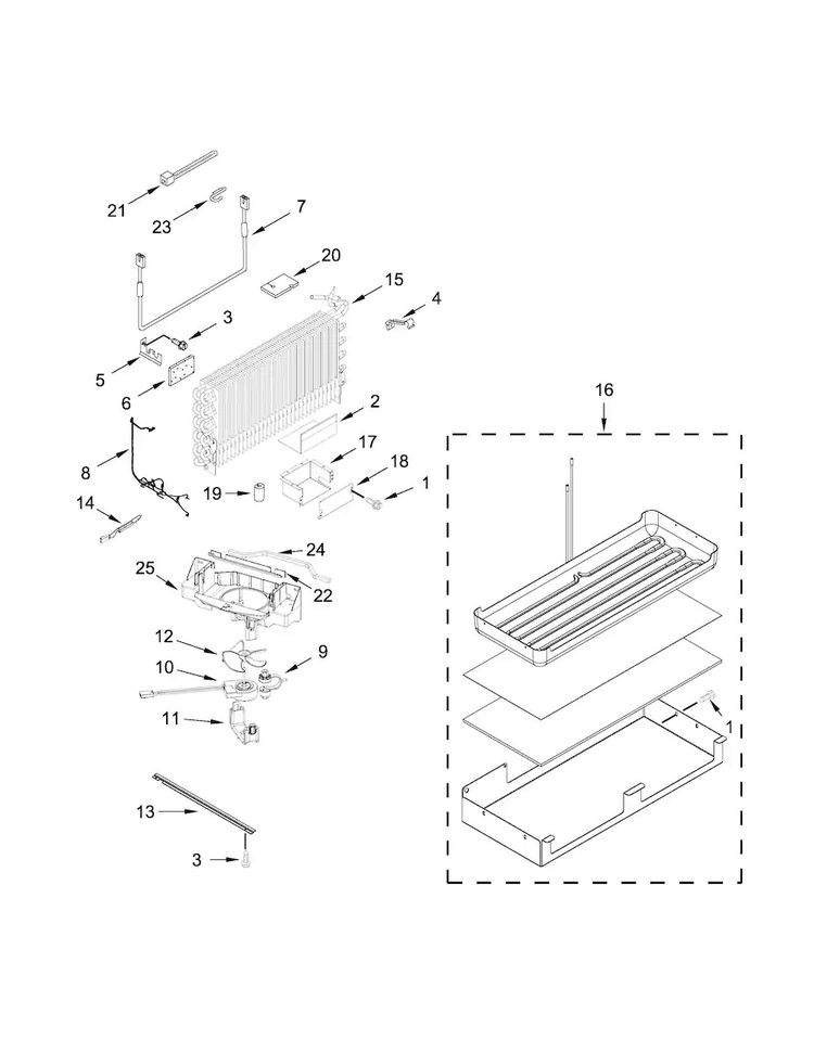 Lower Unit And Tube Parts Diagram and Parts List for KBFN402EPA00  KitchenAid Refrigerator