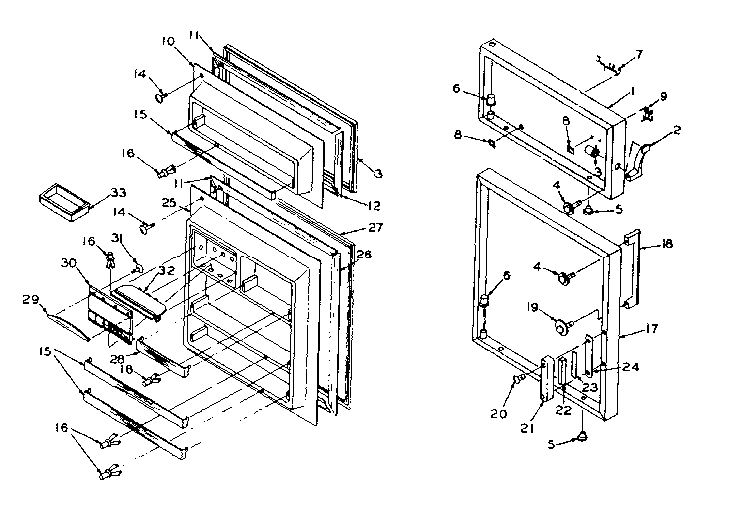 Refrigerator Door Parts Diagram and Parts List for 106R12DL  Kenmore Refrigerator