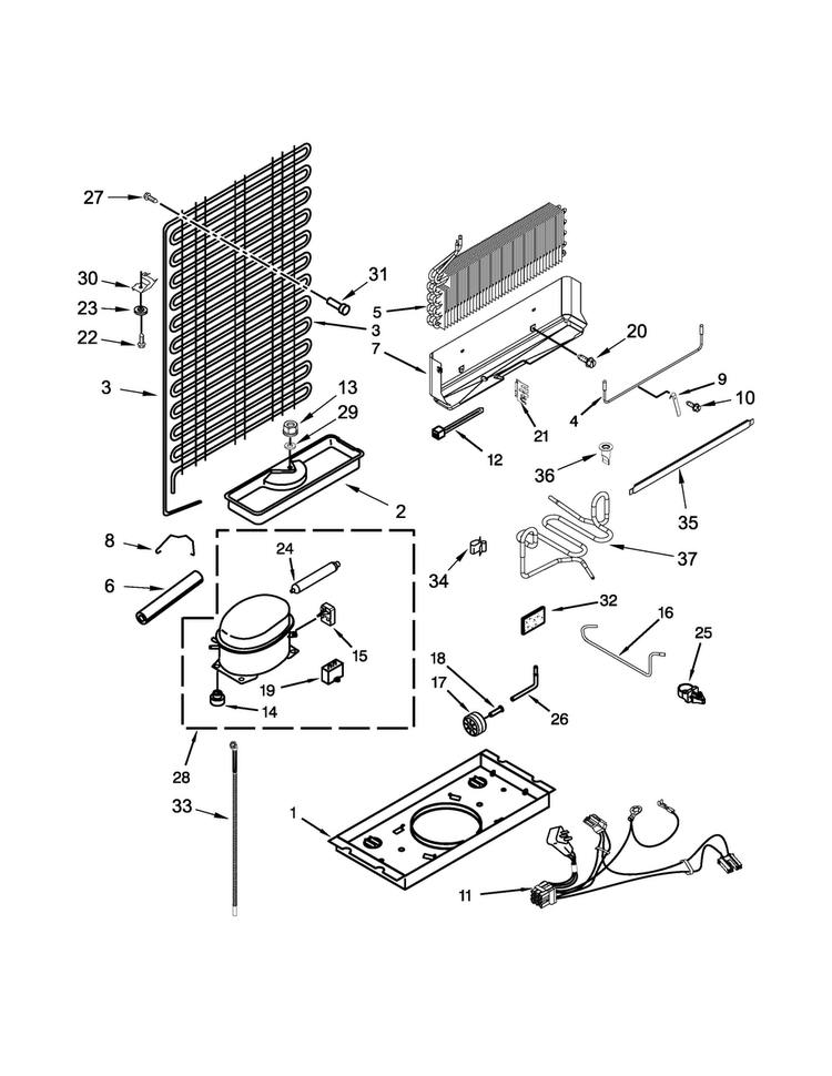 Unit Parts Diagram and Parts List for WRT106TFDW01  Whirlpool Refrigerator