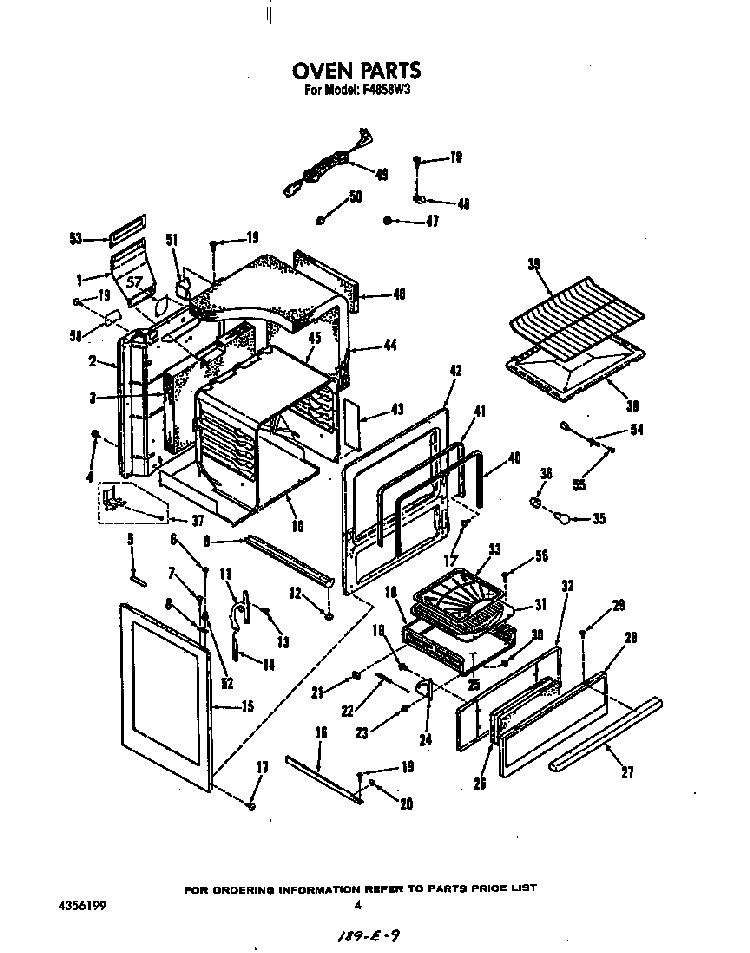 Oven Diagram and Parts List for F4858*3  Roper Range