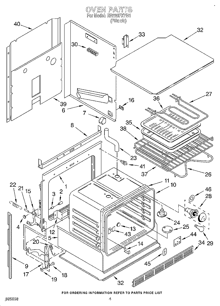 OVEN, LIT/OPTIONAL Diagram and Parts List for RB220PXYB1  Whirlpool Wall Oven