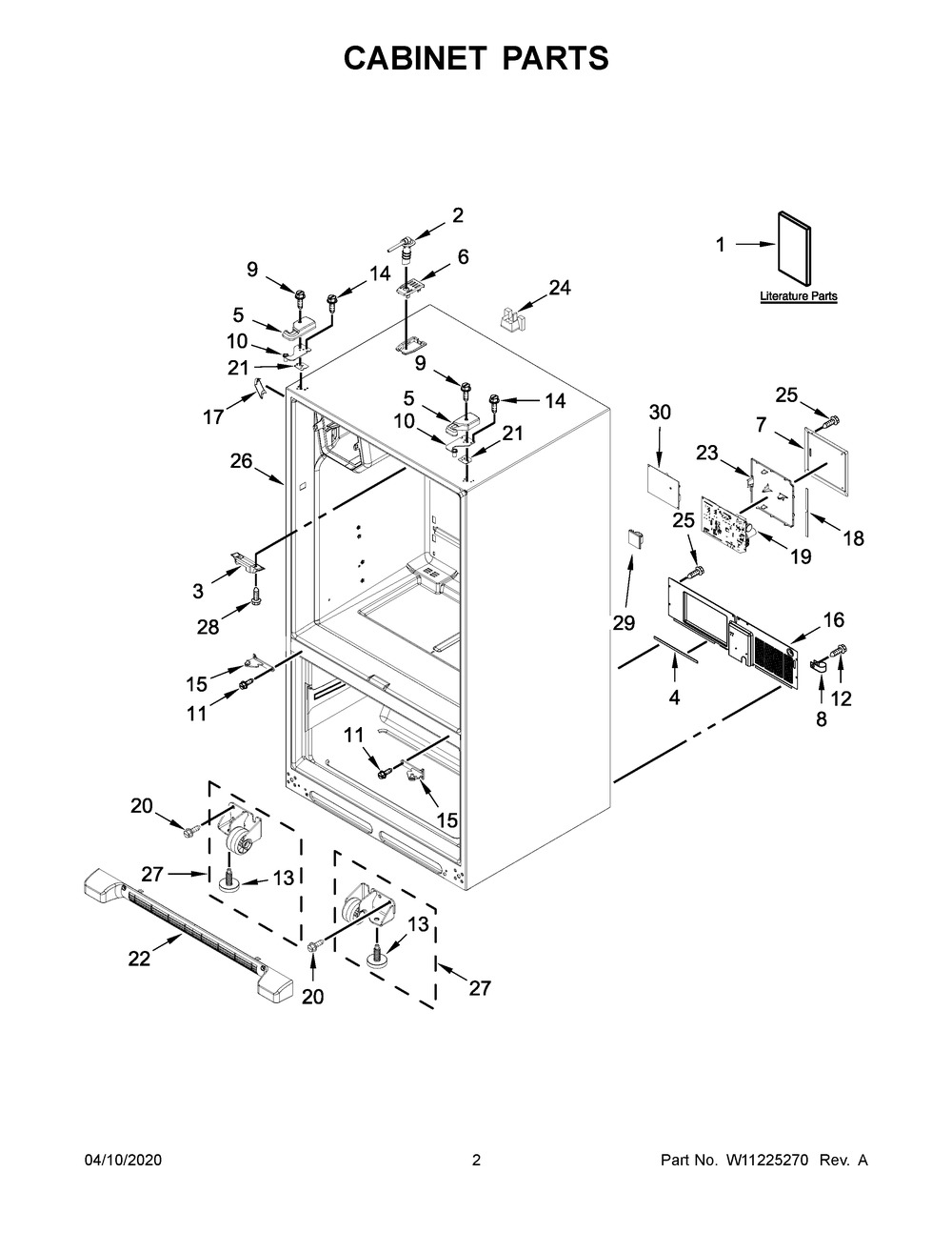 Cabinet Parts Diagram and Parts List for WRF555SDFZ06  Whirlpool Refrigerator