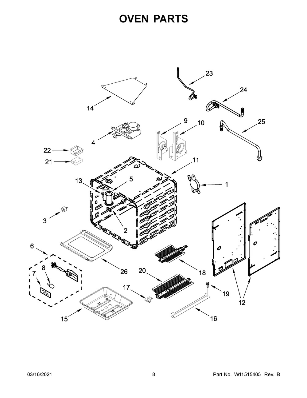 Oven Parts Diagram and Parts List for JGRP536HL01  Whirlpool Range