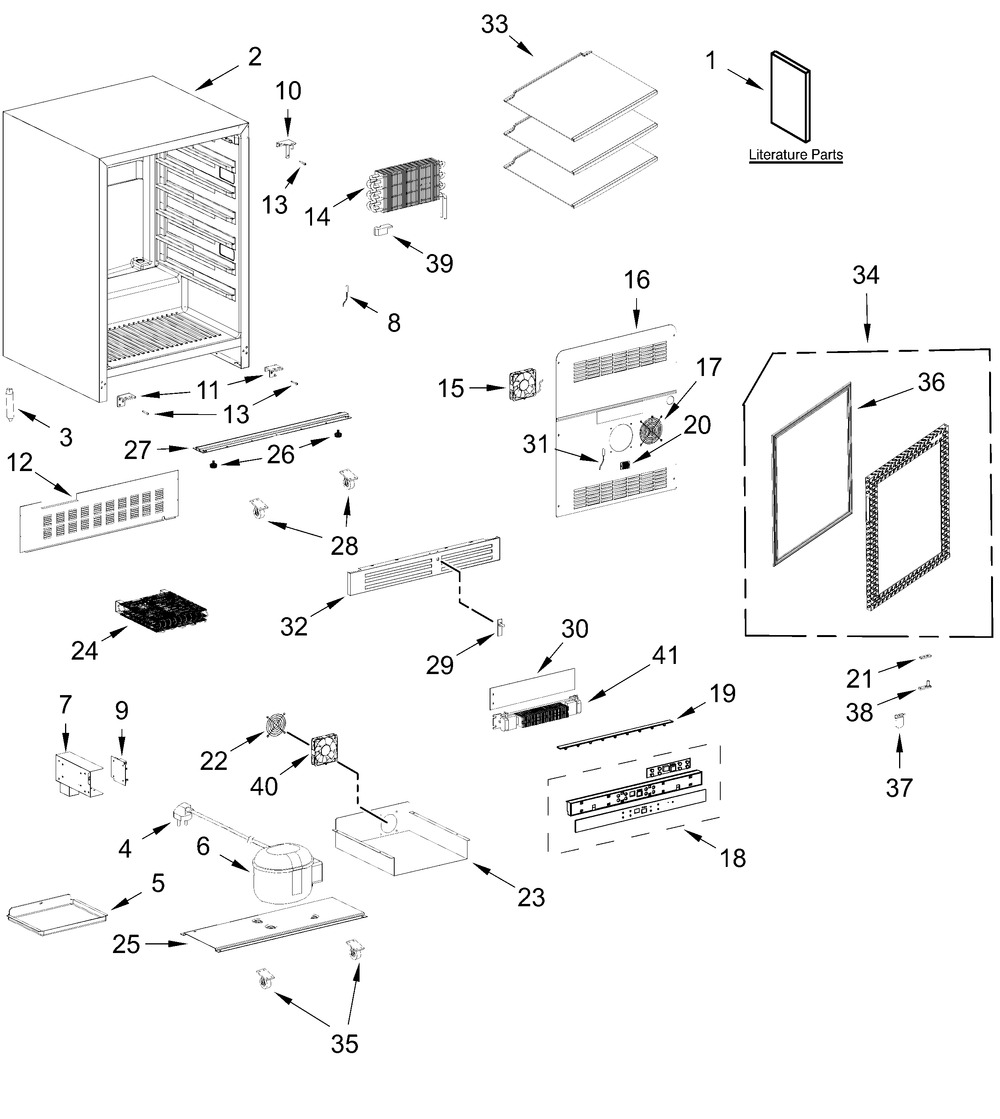Beverage Center Diagram and Parts List for GABC05FDKG01  Whirlpool Wine and Beverage Cooler