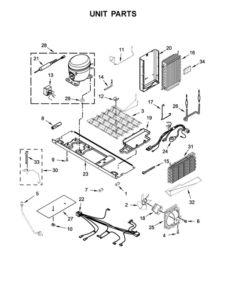 Unit Parts Diagram and Parts List for WRS970CIDM00  Whirlpool Refrigerator