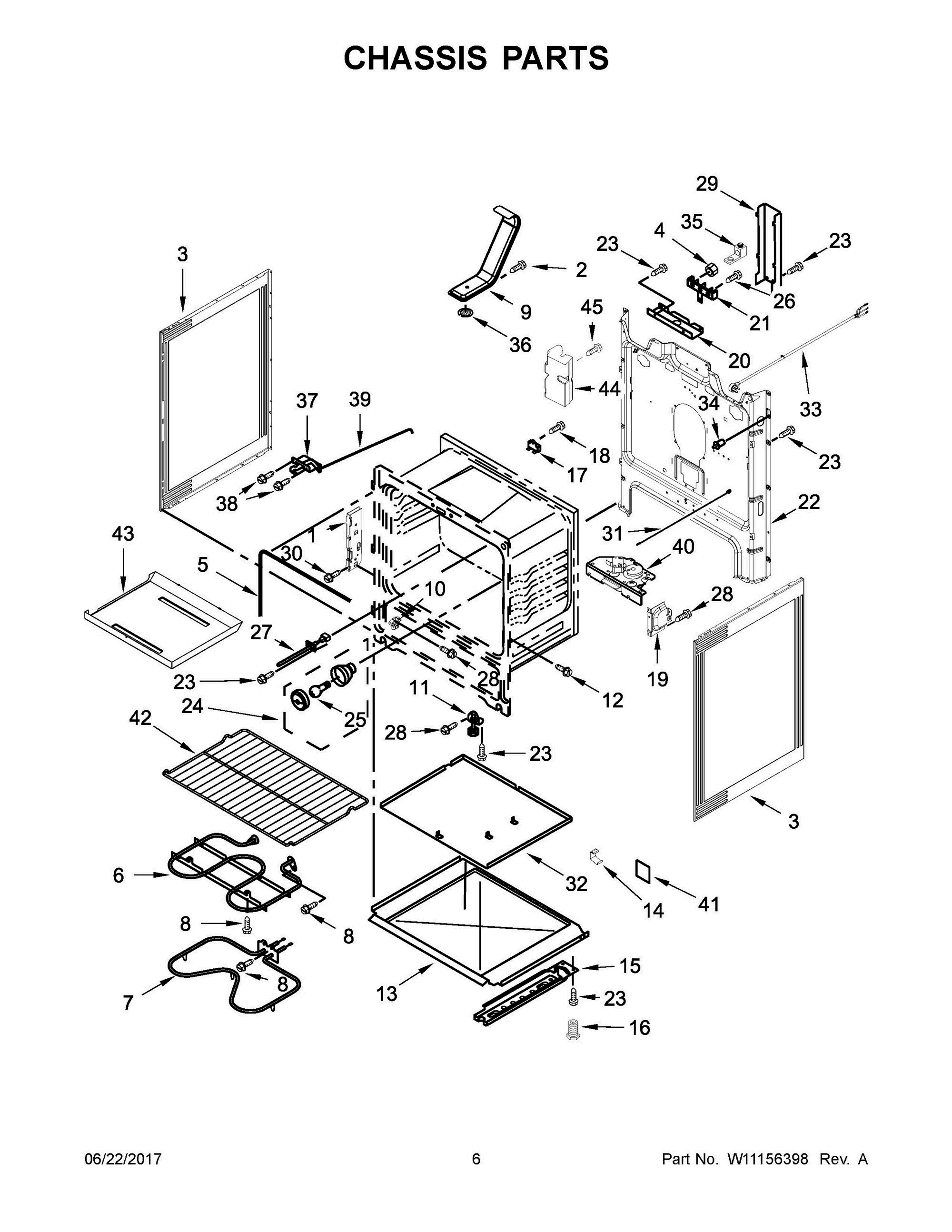 04 - CHASSIS PARTS Diagram and Parts List for YWFE515S0EW1  Whirlpool Range