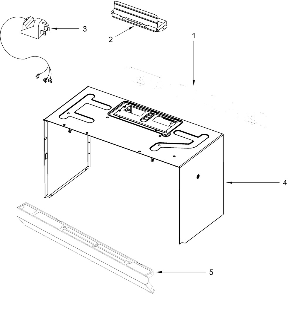 Cabinet And Installation Parts Diagram and Parts List for YAMV2307PFS10,YAMV2307PFW10  Whirlpool Microwave