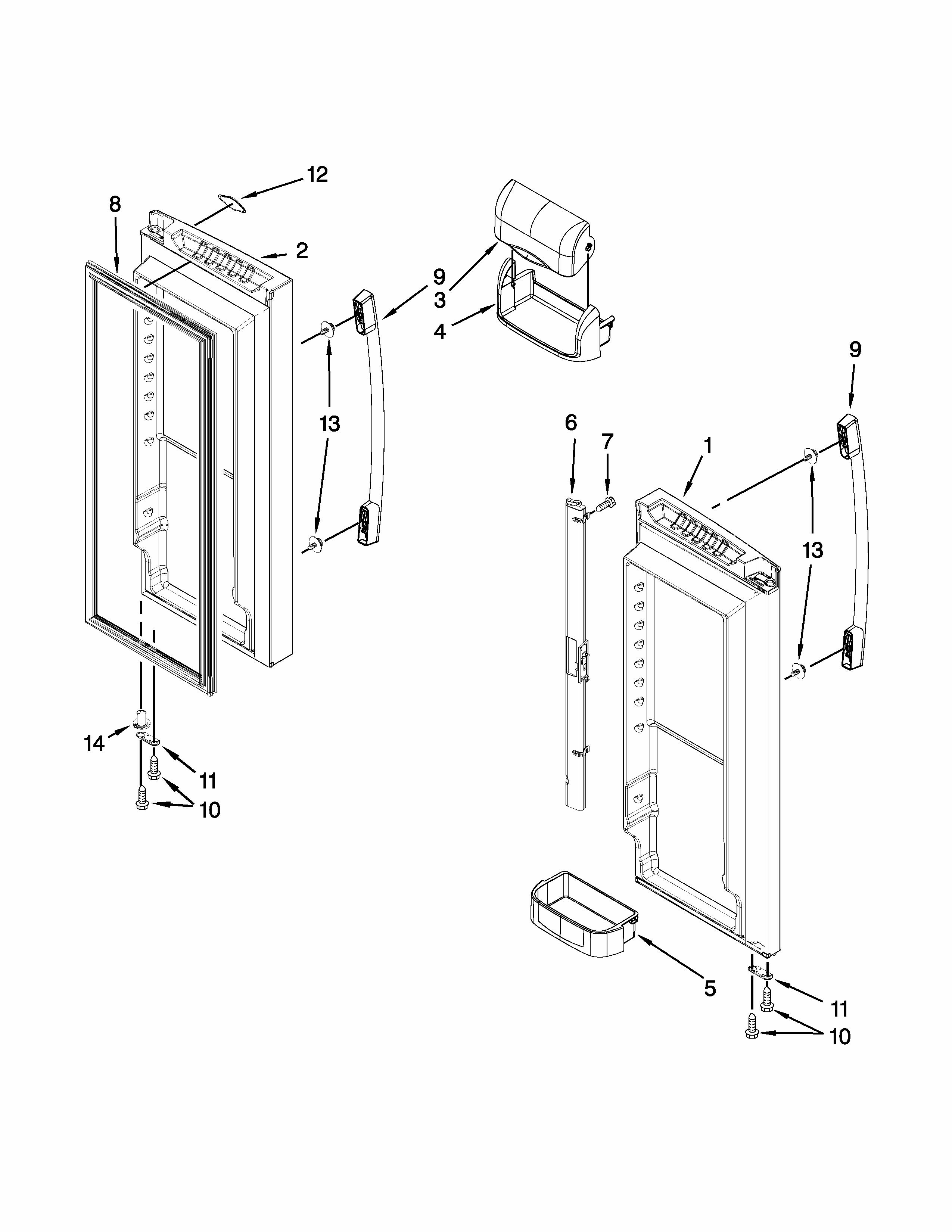 Refrigerator Door Parts Diagram and Parts List for 59679412410  Kenmore Refrigerator